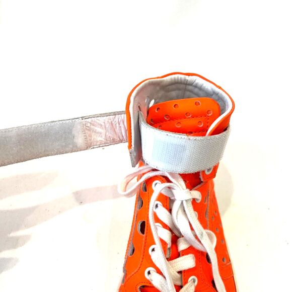 Pierre Hardy Punching Hi Top Sneakers Perforated Orange Size 40/US 9.5 Lace Up - Picture 5 of 9